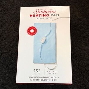 Sunbeam King Size Heating Pad with Light Blue Cover